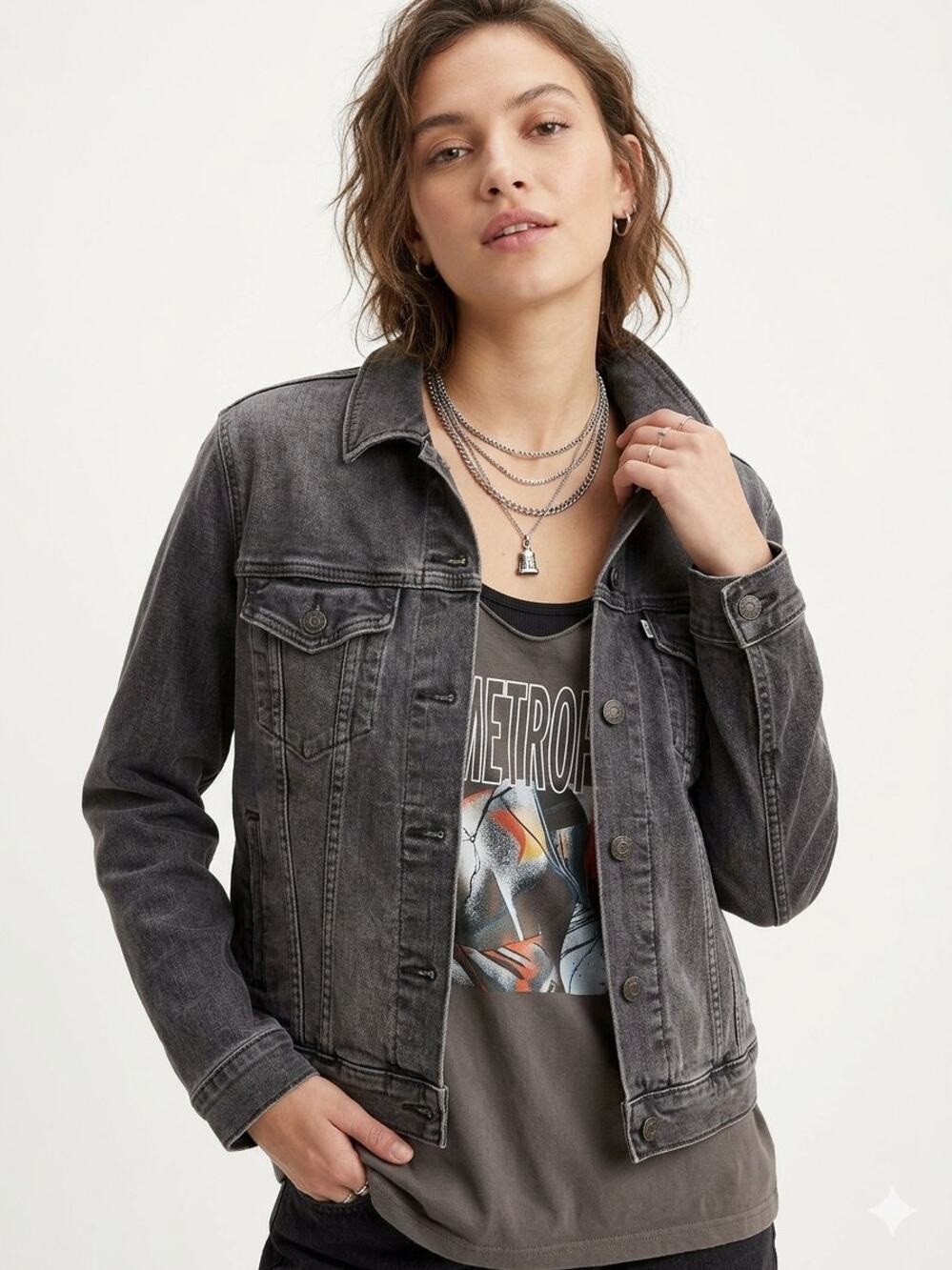 Levi's Classic Trucker Denim Jacket Faded Charcoal Gray Size XL